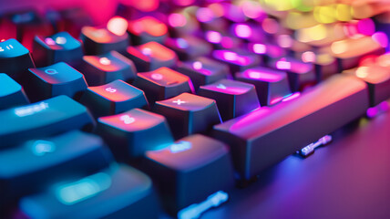 Obraz premium メカニカルキーボードのクローズアップ