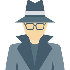 Spy Color vector icon with isolated background in flat style 