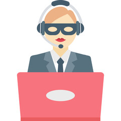 Hacker vector icon with isolated background in flat style 