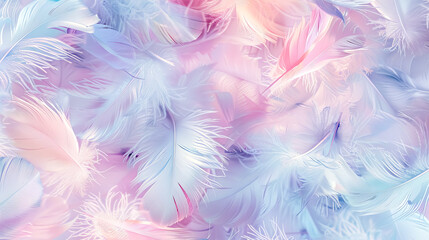 Pastel colored feathers creating a soft and delicate background
