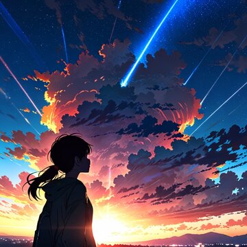 エモいアニメ画、anime-style image