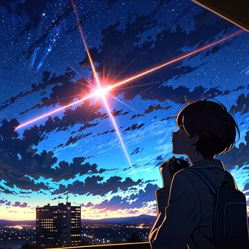 エモいアニメ画、anime-style image
