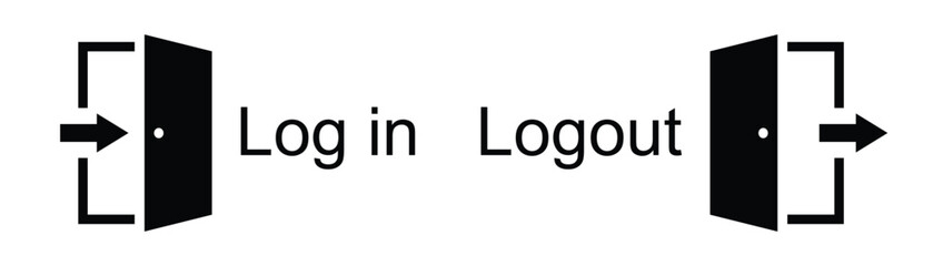 Exit and Entry Door Set Icon, Vector Illustration