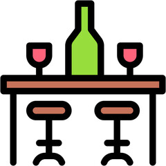 Vector Icon Bar Counter, Cafe, Coffee, Seat, Counter, Bar