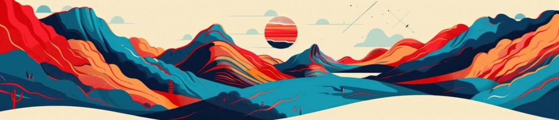 Create a landscape image in the style of Japanese woodblock prints