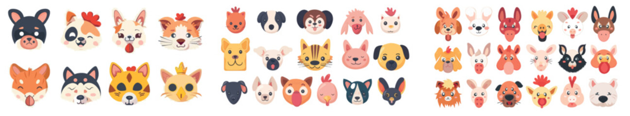 An animal mask face filter for video chat, selfies and social media. A set of cute animal noses and a rooster's ear for mobile phones.