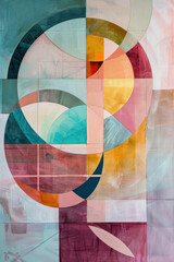 Fototapeta premium An abstract painting of some pastel color geometric shapes
