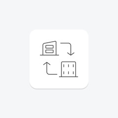 Building Conversion thinline icon , vector, pixel perfect, illustrator file