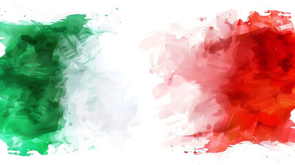 Italy background banner pattern template - Abstract watercolor brushstroke paint brush splash in the colors of italian flag, isolated on white texture