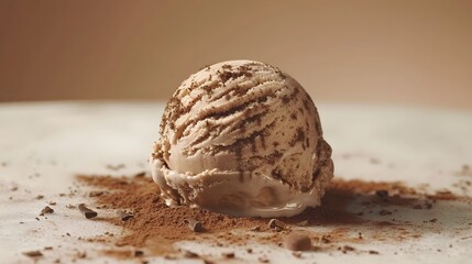 Chocolate Ice Cream Scoop with Cocoa Powder.