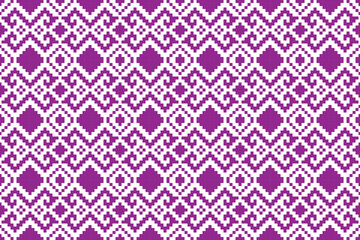 Fototapeta premium fabric pixel abstract geometric pattern shape design for clothing, fabric, background, wallpaper, wrapping, batik. Knitwear, Embroidery style. Aztec geometric art ornament print.