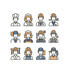 Workers and labor vector icons 