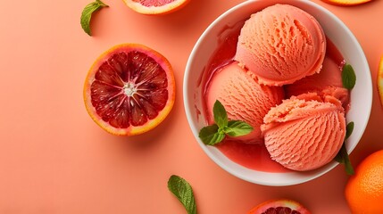Blood Orange Sorbet with Mint.
