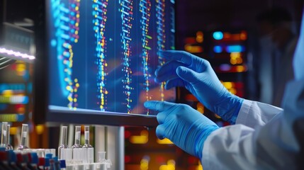 Scientist analyzing DNA sequences on a computer screen
