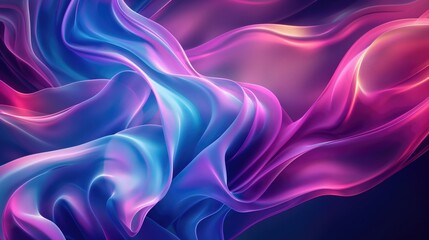 Obraz premium Wavy pink and blue background with glowing effect. Vibrant abstract texture for background