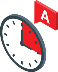 Clock face indicating time passing with a grade a symbol for concepts of time management, high quality or best choice