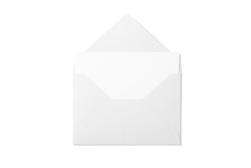 Opened paper envelope mockup with paper sheet isolated on a transparent background, PNG. High...
