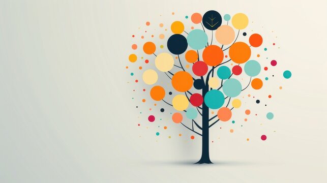 Decision trees, tree diagram with options, flat design illustration