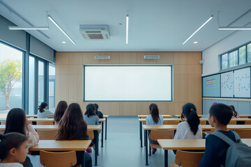 Obraz premium Modern classroom interior design at the school. The auditorium at the university. Lecture room.