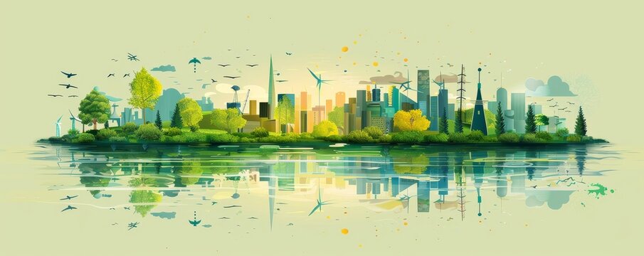 environmental innovation flat design side view eco solutions water color Complementary Color Scheme