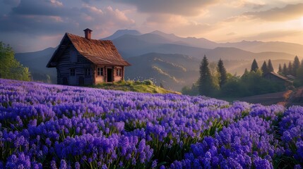 lavender field at sunrise