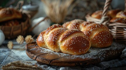 Composition of a roll of buns and bread