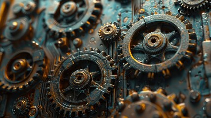Gears detail realistically,industry and power.