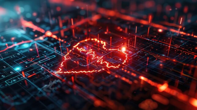 Digital ecg, abstract art.