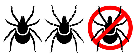 Ticks set. Deer tick. Vector clipart isolated on white background.