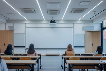 Modern classroom interior design at the school. The auditorium at the university. Lecture room.