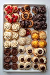 Fototapeta premium Assorted Cookies on White Baking Sheet