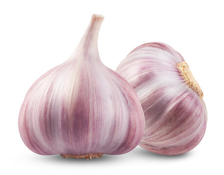 Two garlics isolated on a transparent background.