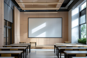 Modern classroom interior design at the school. The auditorium at the university. Lecture room.