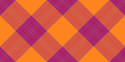 Cosy tartan background plaid, plain seamless vector pattern. Idyllic texture fabric check textile in vivid tangerine and pink colors.
