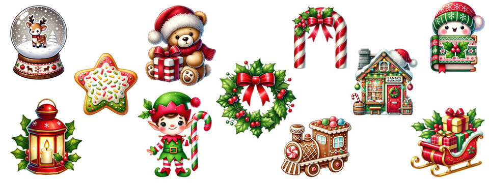 Festive christmas clipart collection. Cute christmas elements