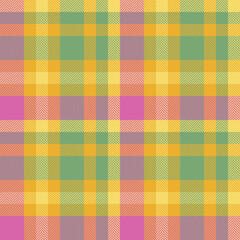 Contour seamless fabric pattern, majestic vector background textile. Order tartan check texture plaid in amber and green colors.