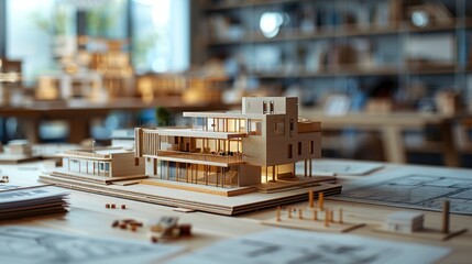 Architectural model of modern building