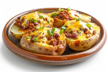 Hearty Chili Stuffed Baked Potatoes with Melted Cheddar