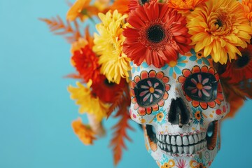Mexican Sugar skull for Dia de Los Muertos holiday. Day of the death.