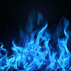 Blue flame background, fire realistic dark image