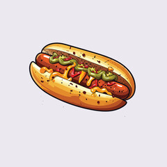 chili dog illustration simple flat color vector illustration 