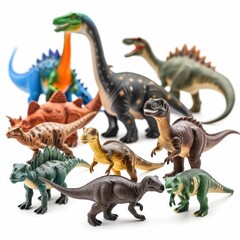 Fototapeta premium Toys On White. Ancient Brontosaurus Dinosaur Toy on Clean Background