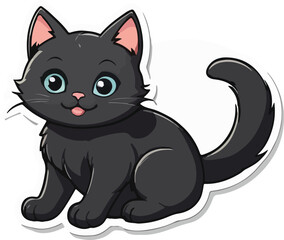 Cat cute Sticker and logo illustration