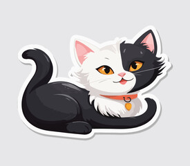 Cat cute Sticker and logo illustration
