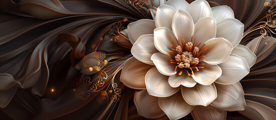  Luxurious Floral Pattern Wallpaper, Dark Brown and Ivory Home Decor, Sophisticated Floral Wall Art, Elegant Floral Wallpaper