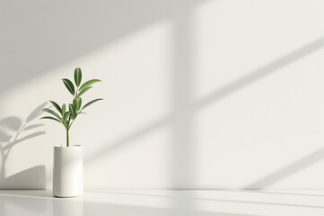 観葉植物が置かれた白い壁紙の部屋