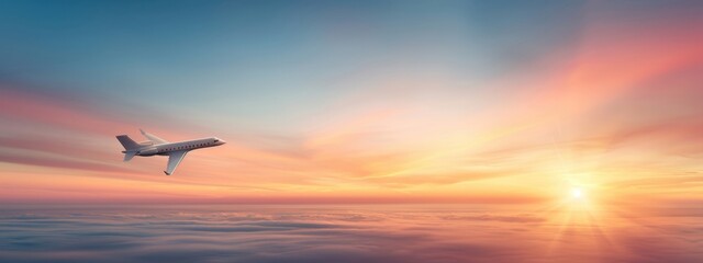 Elevated aircraft layer navigating through a vibrant sunset, elevated aircraft layer, dynamic aviation and high-altitude exploration