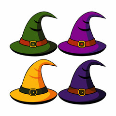 Halloween Hat Set Vector Illustration