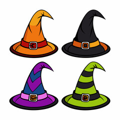Halloween Hat Set Vector Illustration