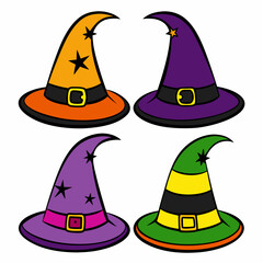 Halloween Hat Set Vector Illustration